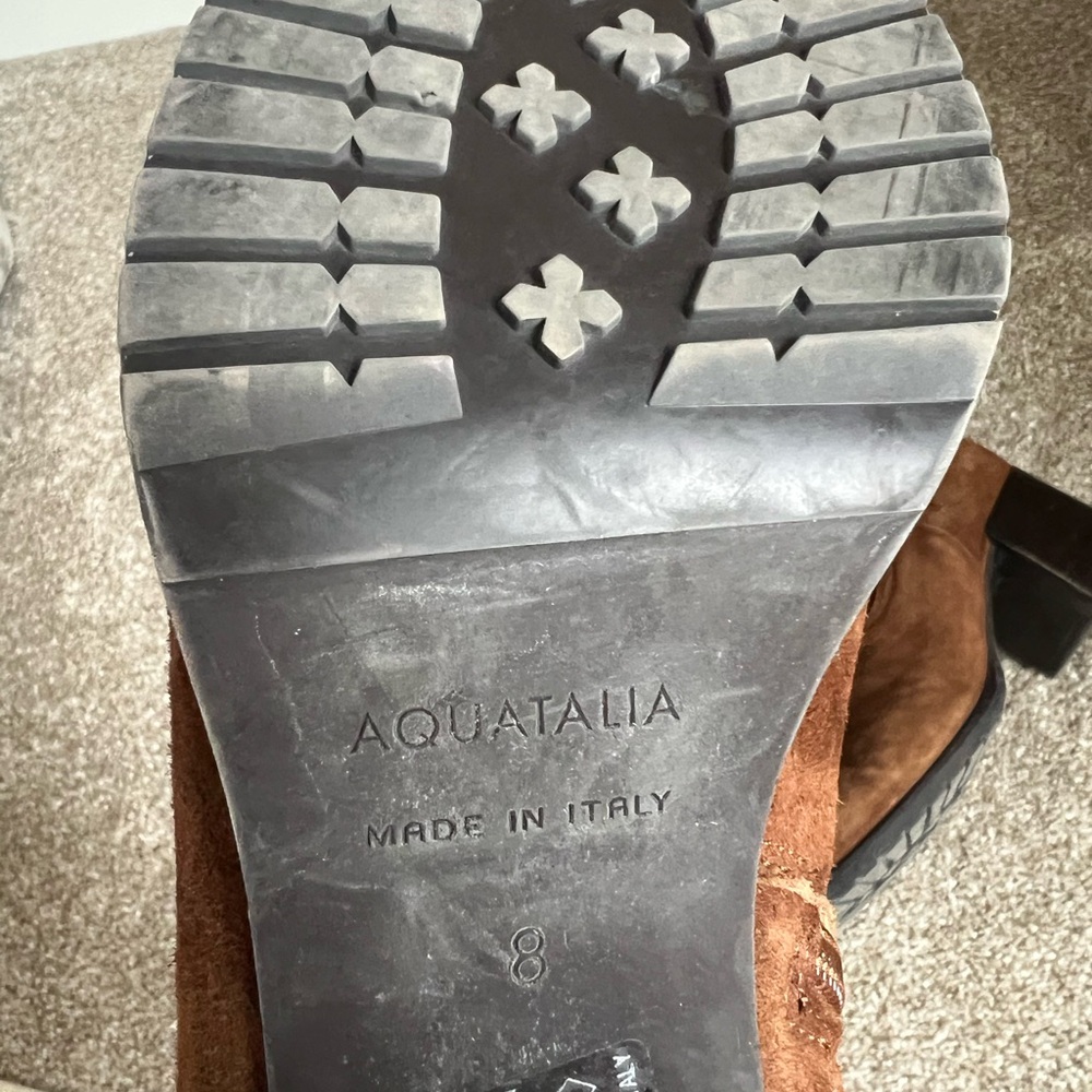 Aquatalia Chestnut Suede Heeled Boots - Picture 6 of 8